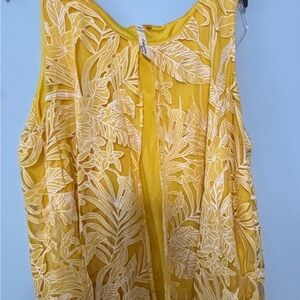 Yellow Floral Embroidered Sleeveless Top
